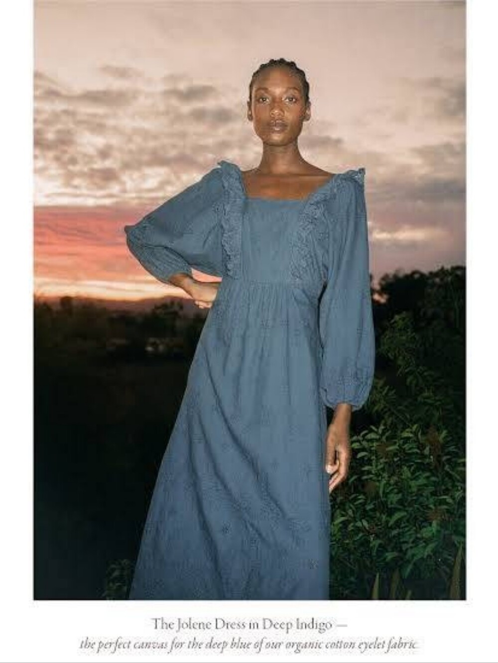 Christy Dawn The Jolene Dress - Indigo Blue Embroidered Organic Cotton Maxi